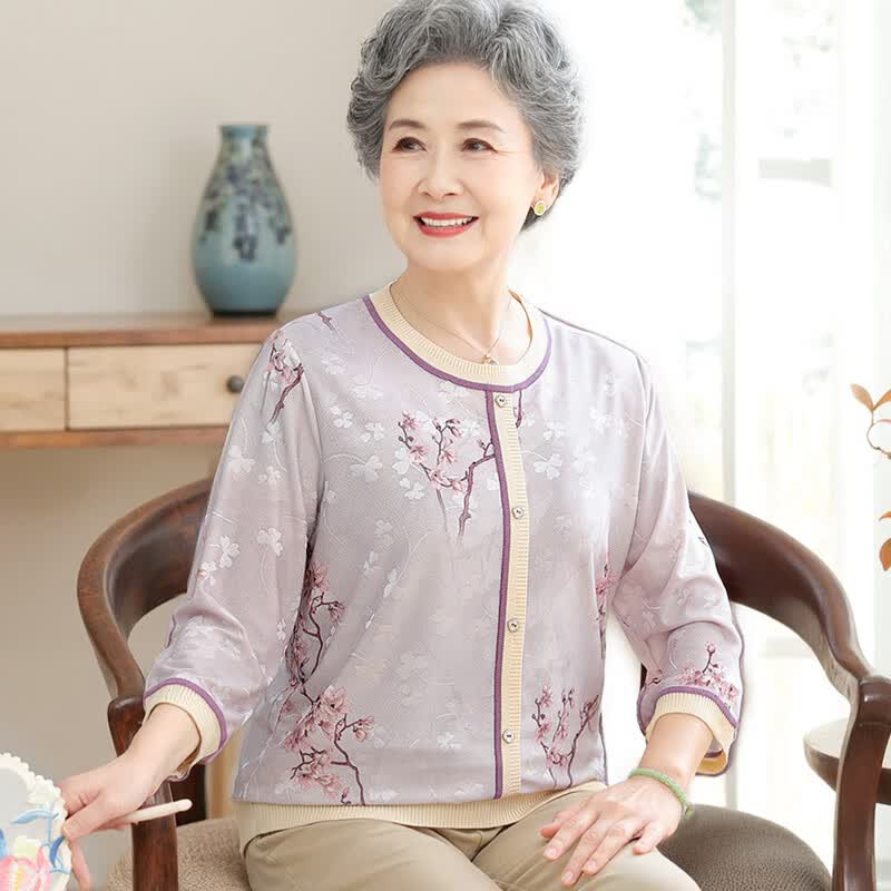 

Women s Casual Seven-Sleeve Knit Top for Mid-Aged 4XL