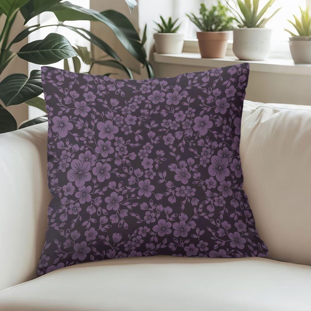 Purple Floral Pattern square Jacquard Pillow Cover for Sofa Office Waist Cushion Cover Home Decorative Pillowcase