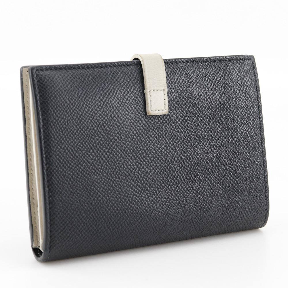 CELINE Medium strap Bi-Fold Wallet Black / beige Calfskin Women Used