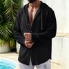 Men's Casual Linen Long Sleeve Hooded Cardigan