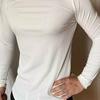 Men Sport Top Slim Fit High Elasticity Striped Texture Round Neck Quick-drying Long Sleeves