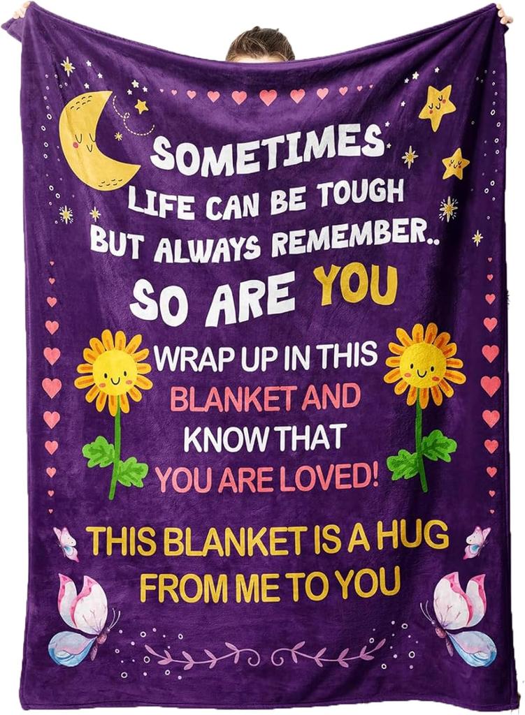 KAAYEE Healing Throw Blanket Inspirational Gifts for Women Get Well Soon Presents X Purple