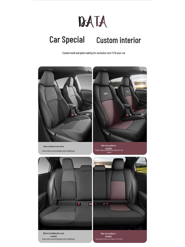 Toyota IZOA CHR Leather Car Seat Covers, Universal, All-Season, Fully Enclosed Cushions.