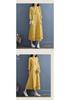 2024 Women's Double Layer Chinese Frog Button Cotton Linen Dress for Spring/Autumn - Retro Zen Tea Ceremony Style