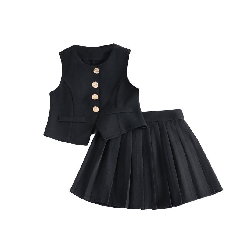 Modisches Outfit für Mädchen - Sommer Kinder Freizeitjacke Oberteil mit Faltenrock, Klassisches Zweiteiliges Set