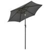 Anthracite LED Illuminated Sun Umbrella 200 X 211 Cm Aluminum Frame