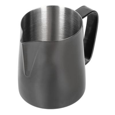 Multifunktionale Kaffeetasse Milchaufschäumkännchen Edelstahl Latte-Becher mit Henkel Schwarz 350ml