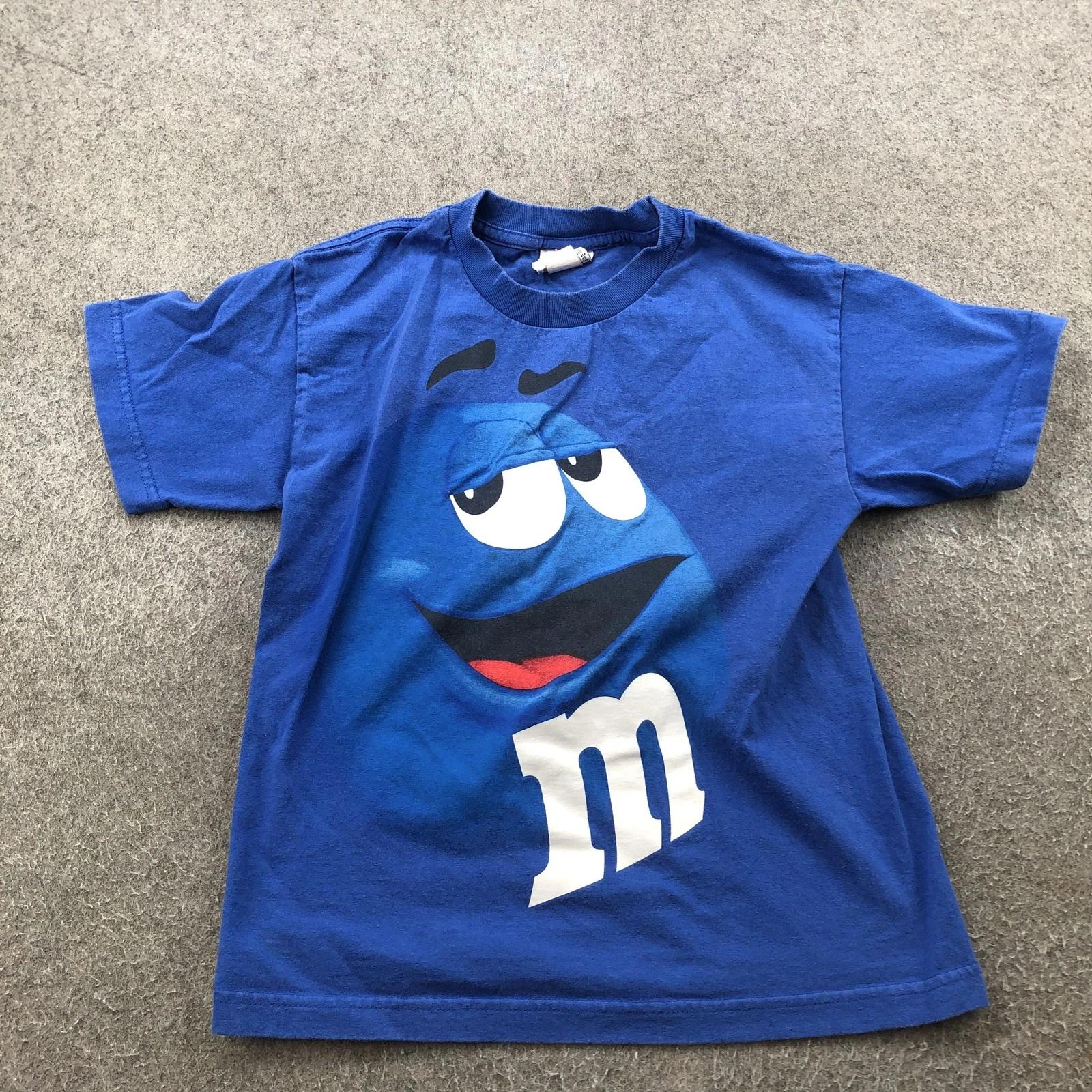 

Футболка с синим персонажем M&Ms для подростков, размер Medium, с принтом конфет, мультяшный дизайн, стиль Y2K 3XL