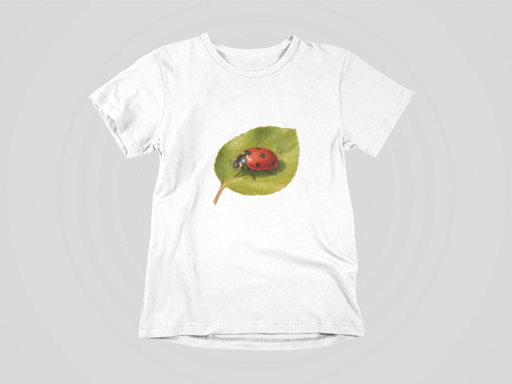 Ladybug Botanical T-Shirt | Cottagecore Insect Tee | Watercolor Leaf Nature