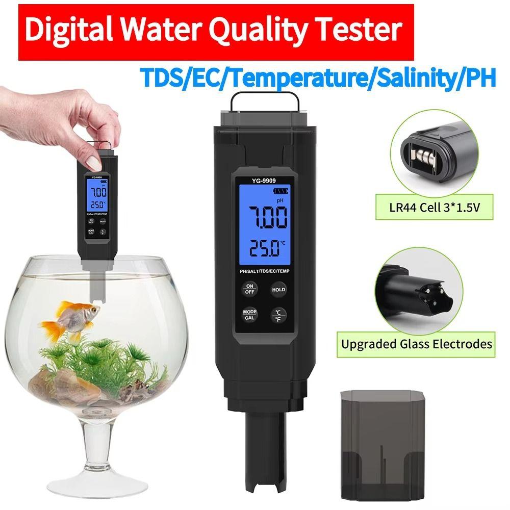 Multifunction Household Water Test Pen 5-in-1 Digital PH Meter Water Quality Meter  Aquaculture
