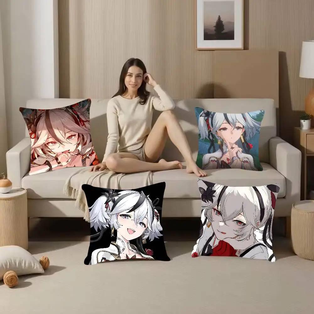 C-camellya C-ChangliS Pillow Case  Anti-dustmite Pillowcase Invisible Zipper Silky Short Plush Sofa Cushion Cover