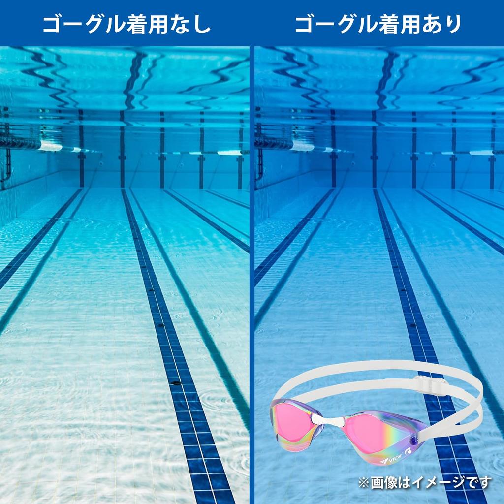 VIEW BladeF Swimming Made in Mirror for Ages 10 and FINA with SWIPE V122SAM CBLP Goggles, Japan, Racing, Type, Non-Cushion, Up, Approved, Anti-Fog