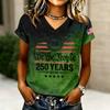 Damesmode V-hals Casual Letter Grafische Print Korte Mouw T-shirt Top voor Dagelijks Gebruik