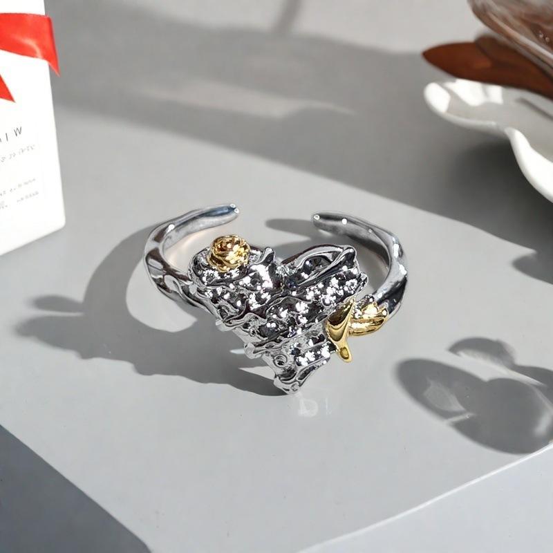 Mittelalterliches Französisches Nischen-Design Farbseparation Gänseblümchen Öffnungsring Schleife Hochwertiges Gefühl Personalisierter Mode-Ring