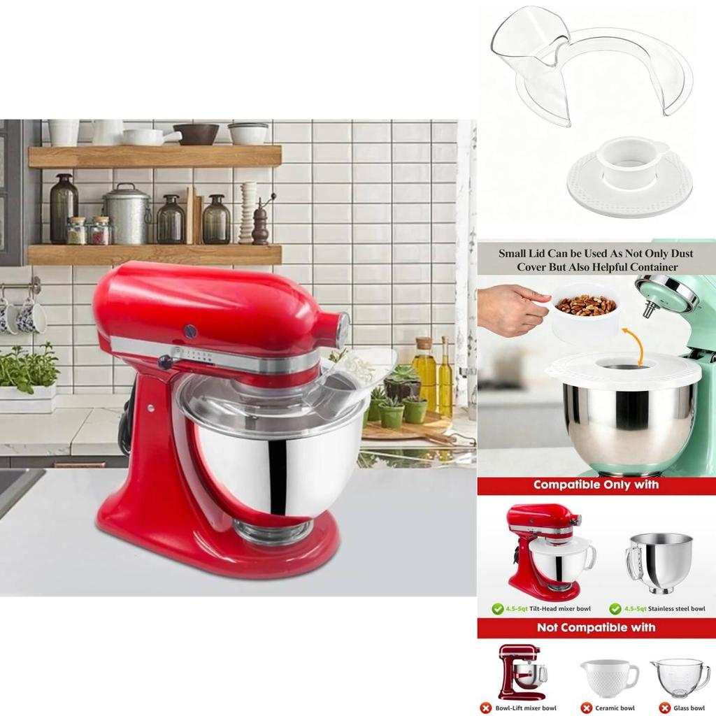 For Kitchen Aid Steel Mixing Bowl Fermentation Lid With Splash Cover For Home Baking