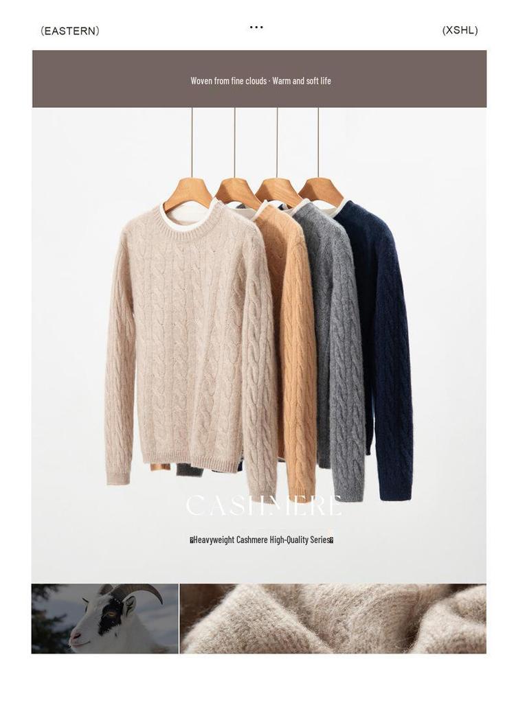 New Arrival Women's Color Block Cashmere Knit Sweater - Round Neck Long Sleeve Thick Pullover
