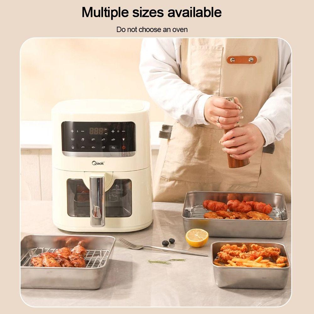 Round Square Cooking Rack With Foot 304 Stainless Steel Air Fryer Rack Thicken Cooling Rack Home Kitchen Oven Steamer Cooker