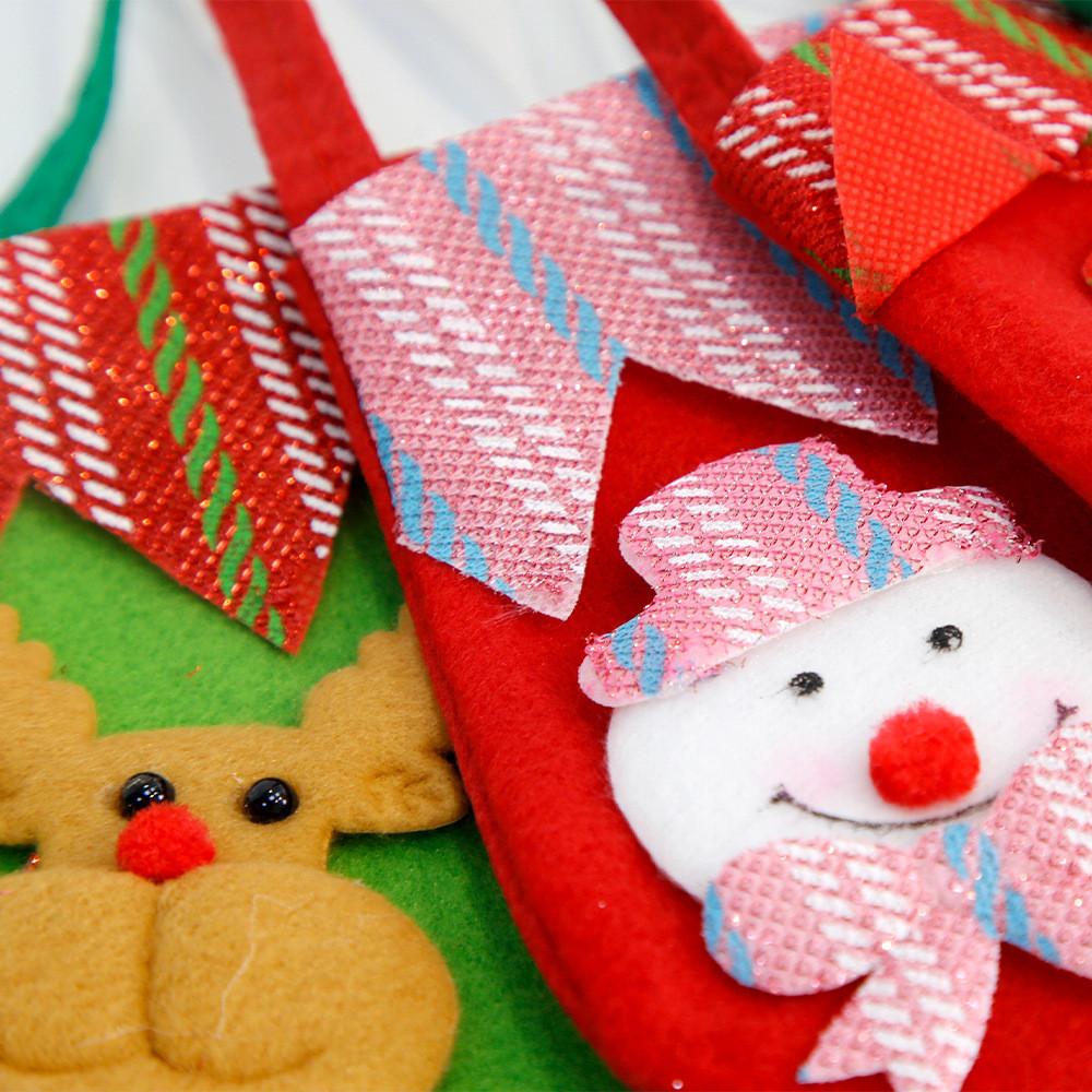 Festive Christmas Fabric Tote Bags With Adorable Santa Snowman And Styles Reindeer
