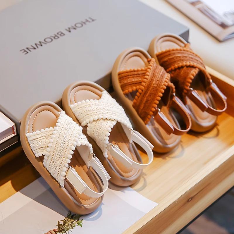 

Пляжная обувь для девочек, новые летние плетеные детские туфли принцессы, детские сандалии для пляжного отдыха, сандалии для маленьких девочек и тапочки.