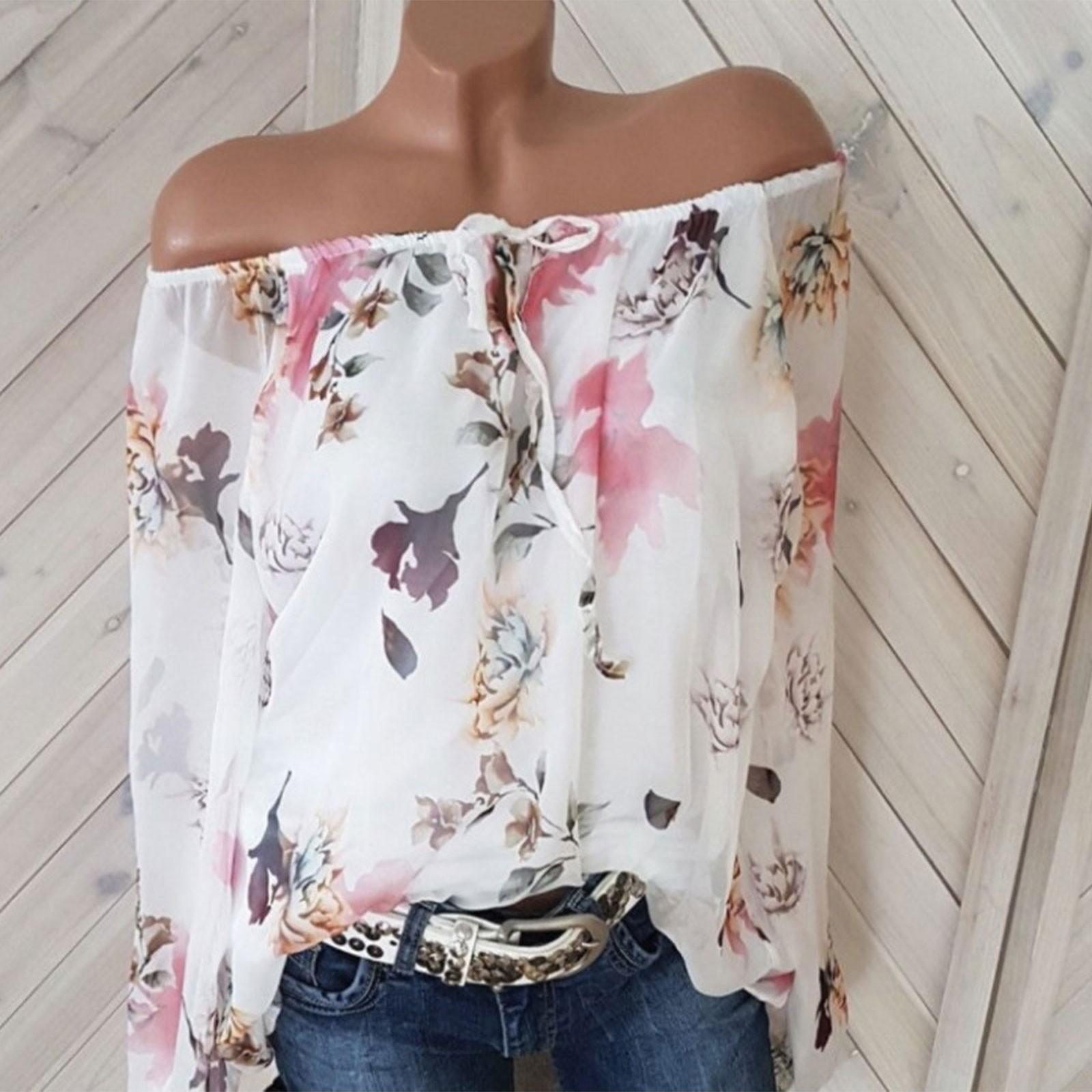 

Женские блузки с цветочным принтом больших размеров, повседневные туники, свободные футболки XXXXL белый