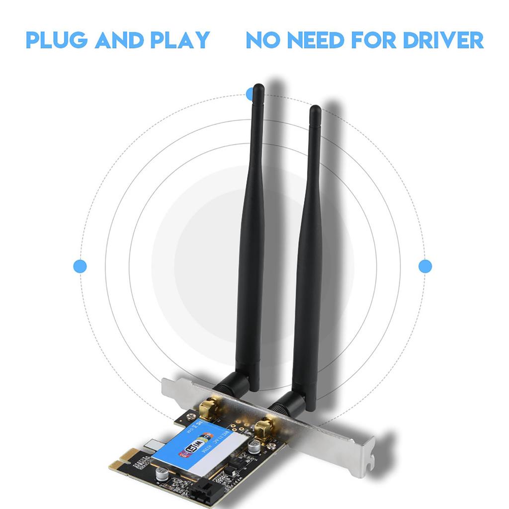 PCIE Network Card 433Mbps Dual Band 2.4g 5G for Bluetooth 4.0 for Bluetooth Network Card for Desktop
