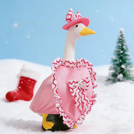 1 Set Valentine's Day Porch Goose Outfit 23 Inch Goose Costume Heart Themed Apparel Set Hat And Ruffle Heart Garment for Yard Porch Lawn Outdoor