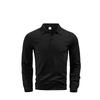 Men's White Waffle Textured Lapel Long Sleeve Slim Fit Polo Shirt