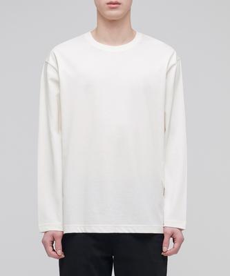 [Cooltandard] Crew Neck Long Sleeve T-Shirt [Cream]