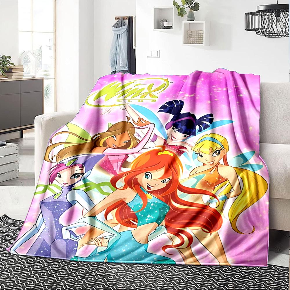 Winx Club Magic Friendship Flannel Blanket Super Soft Warm Cozy Blanket For Sofa Bed Office Travel Allseason Home Decor Gift