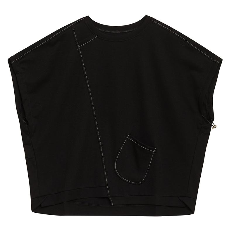 DIMANAF 2026 Plus Size Summer Women T-Shirts Casual Lady Tops Tunic Shirt Oversize Loose Tees Black Cotton