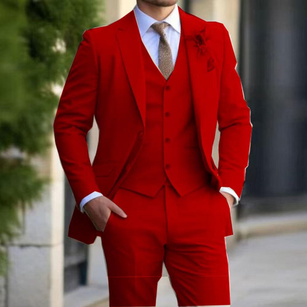 Completo a Tre Pezzi Business Casual da Uomo 2024 - Banchetto Nuziale dello Sposo Taglie Forti