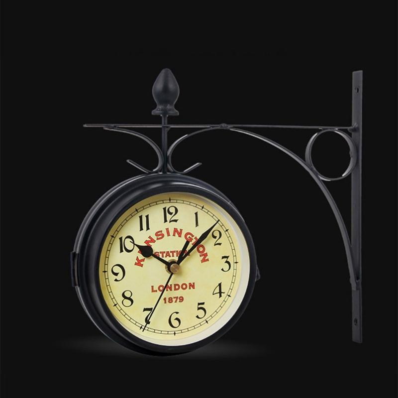 Vintage Double Side Silent Wall Clock Decorative Clock Party Decoration Supplies for Home Festival Indoor Outdoor
