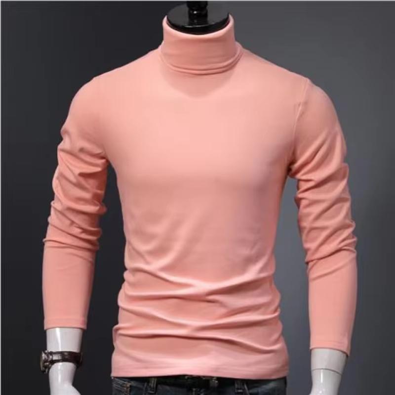 Herren Rollkragen Langarm Enganliegendes T-Shirt Elastische Slim Fit Einfarbiges Basic-Shirt Herbst/Winter Vielseitiges Unterhemd