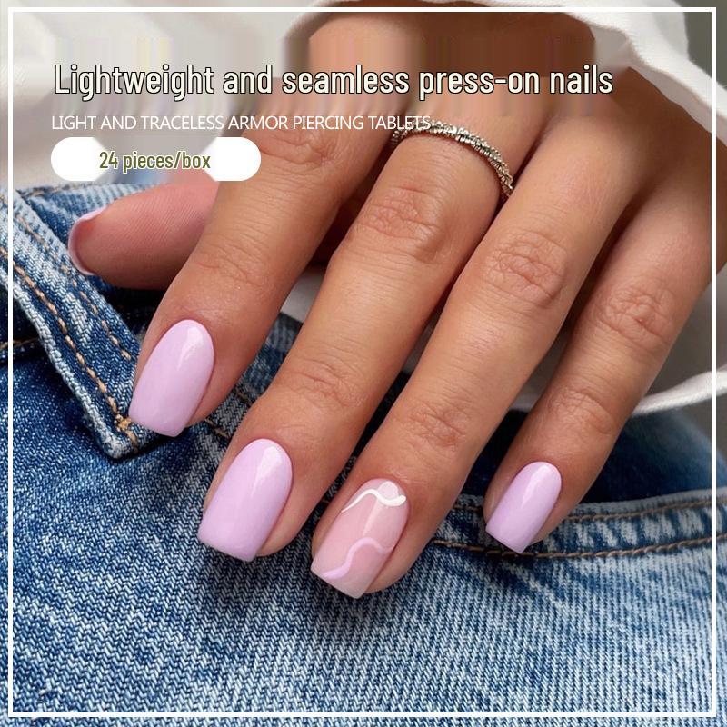 

Ярко-розовый носимый нейл-арт: 24 Съемных Коротких Накладных Ногтя Glue Style