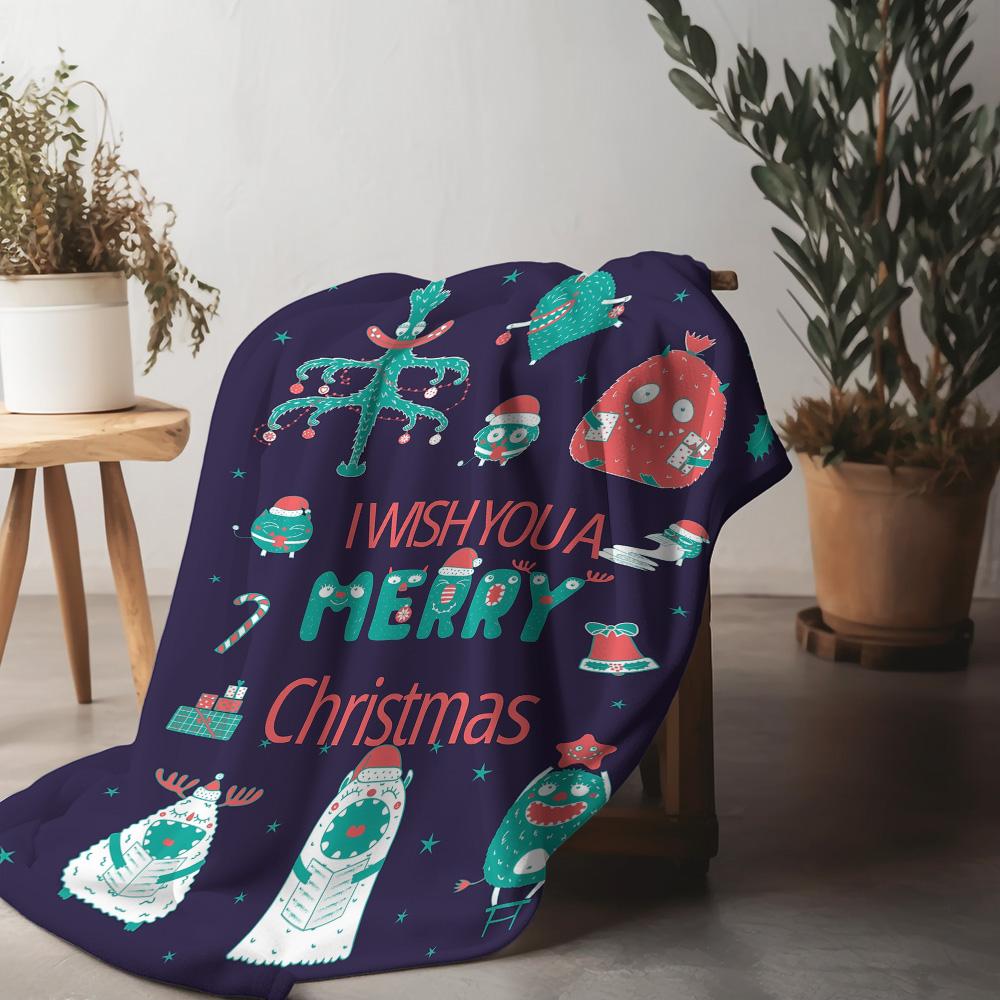 

Tuniu Christmas Throw Blanket for Sofa Bed Room Festive Warm Cozy Soft Plush Gift Merry Christmas Decoration 75x90cm