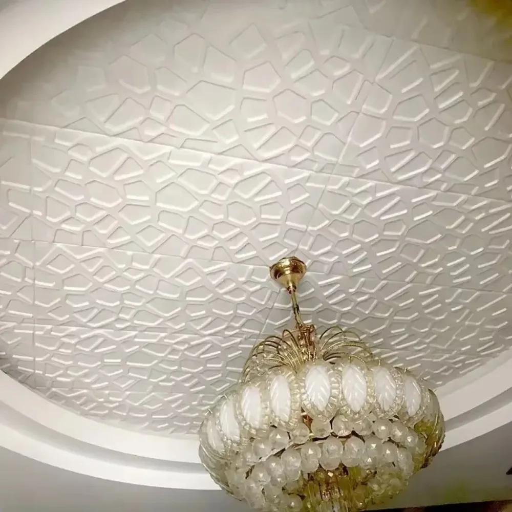35*35cm 3D Foam Ceiling Waterproof Self-adhesive Wall Stickers Anti-collision Peel and Stick Background Wallpaper Bed Room Decor