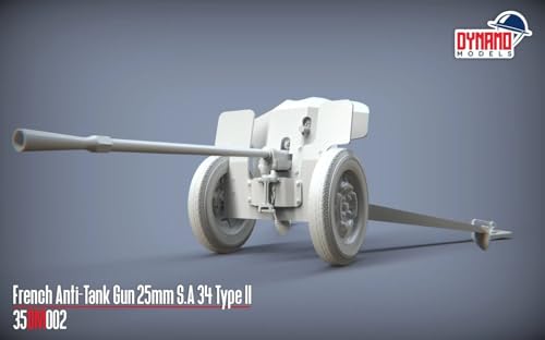 Dynamo Models 1/35 French Hotchkiss 25mm S.A. 34 Type 2 Anti-Tank Gun Premium Edition Plastic Model DYN35DM002P