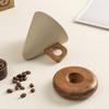 Vintage Kahve Kupası Seramik Konik Kupa Ahşap Saplı ve Tabaklı Stabil Çay Kupası Çay ve Kahve Severler İçin Eşsiz Hediye
