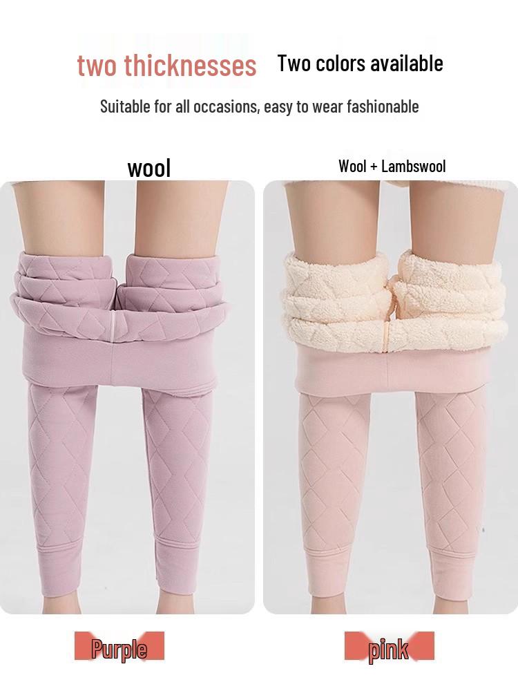 Women's Thick Velvet Warm Cotton Pants - Autumn/Winter 2025 School Uniform Base Layer, Slim Fit.