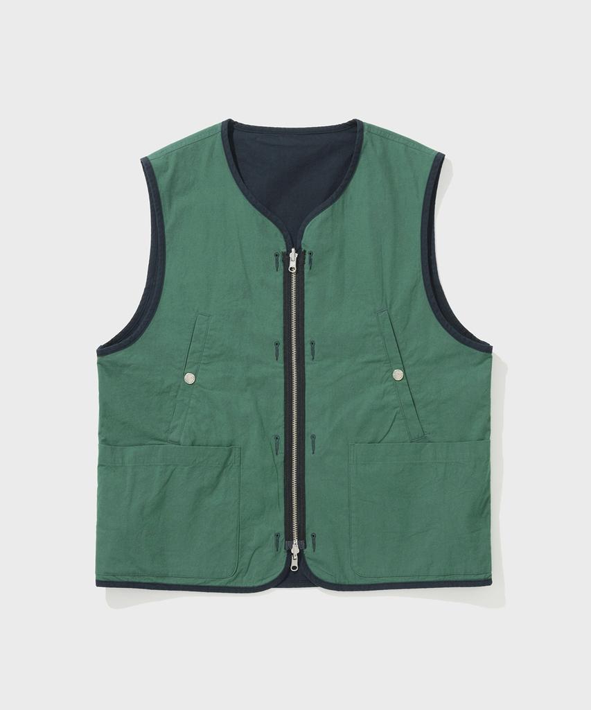 Shirter Brushed Cotton Reversible Vest (Navy Green)