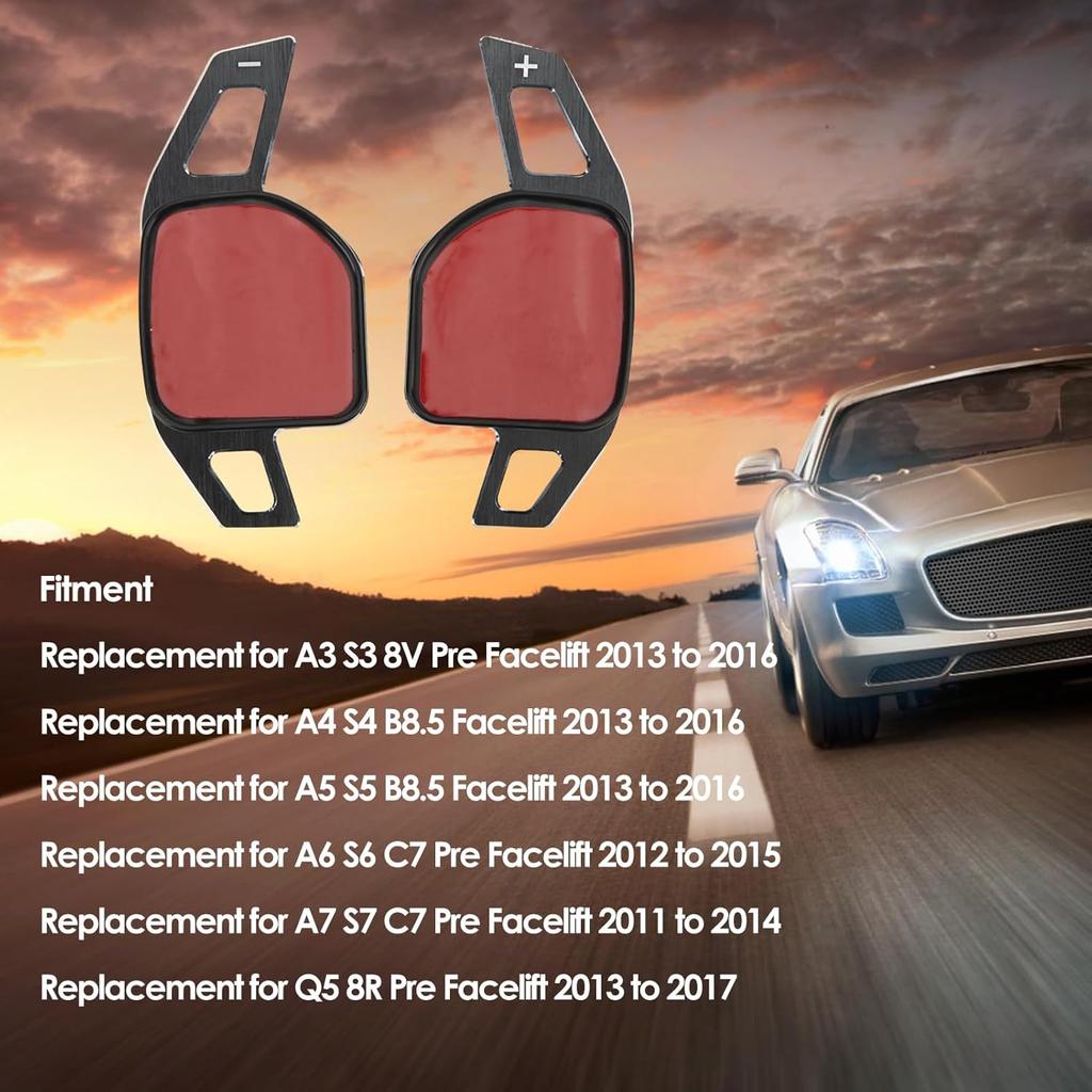 1 Pair Steering Wheel Shift Paddles, Brushed Cutting Aluminum Alloy Paddle Shifter Extension, for 8V S4 S5 B8.5 S6 S7 C7 2013 2016 (Black)