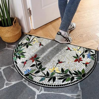 Entrance Door Mat Semi-circular Carpet Outdoor Rug Home Entry Doormat Courtyard Garden Spring Style Decorative Floor Mats  