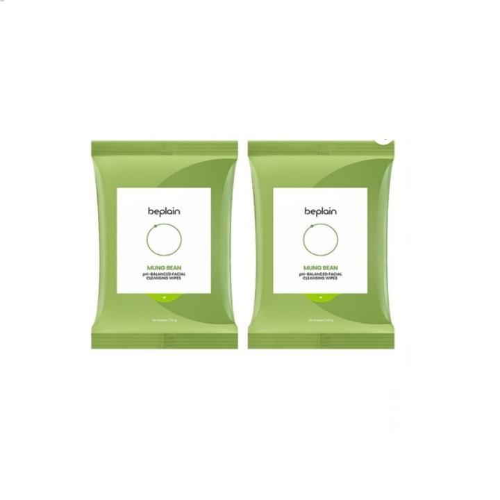 Mung Bean pH-Balanced Facial Cleansing Wipes 20 sheets (2 x 100gr ) AUTHENTIC STORE