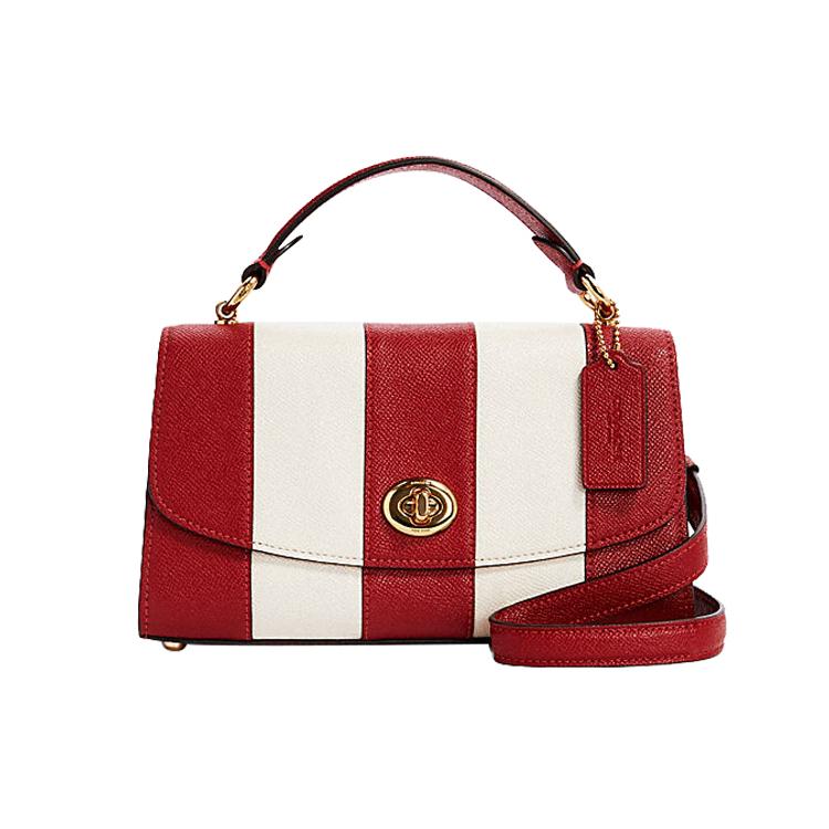 

Новая кожаная сумка через плечо COACH, сумка-кроссбоди, сумочка, маленький размер, женская, красная, белая, C1435-IMS3U 23.1*8.4*12.4CM