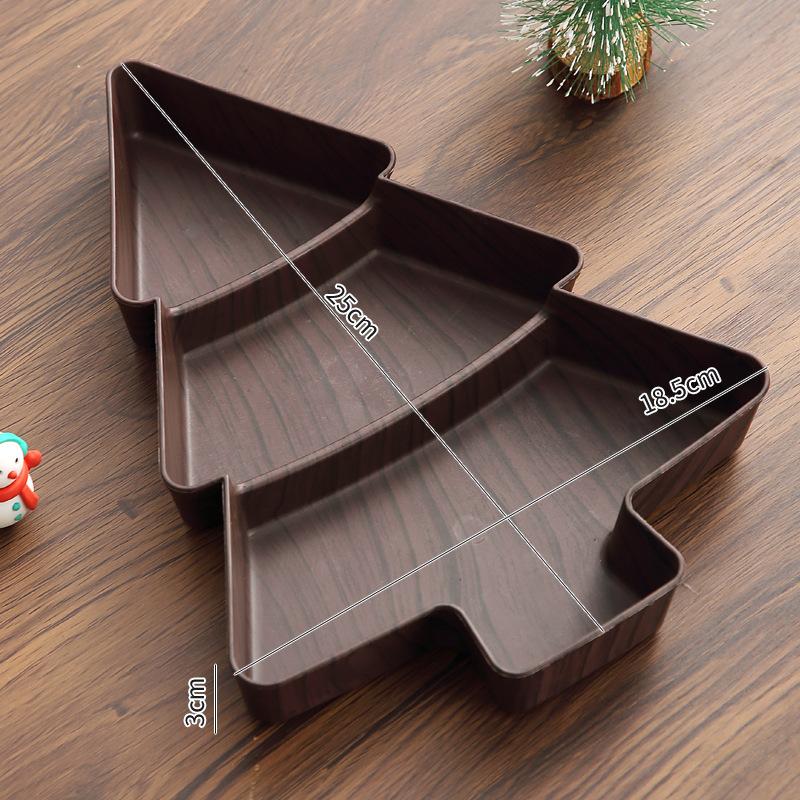 Christmas Tree Snack Plates 3 Grids Tree Shaped Tray Merry Christmas Party Decorations For Home 2025 Gifts Happy  Year 2026