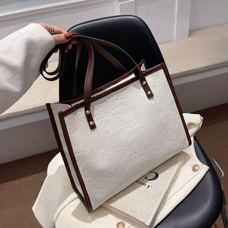 Autumn Winter Commuter Big Bag Fashionable Vintage Large Capacity Shoulder Tote Bag Women's Bag Student Class Bag