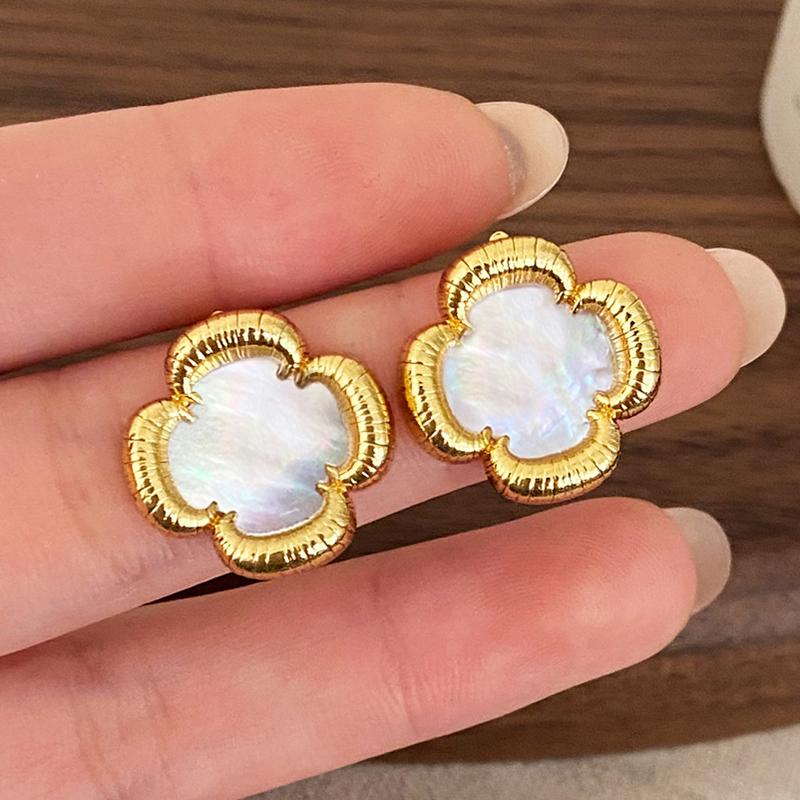 

PONYKISS Sterling Silver 18K Gold Vintage Flower Stud Earrings for Women Minimalist Fine Light Luxury Accessories