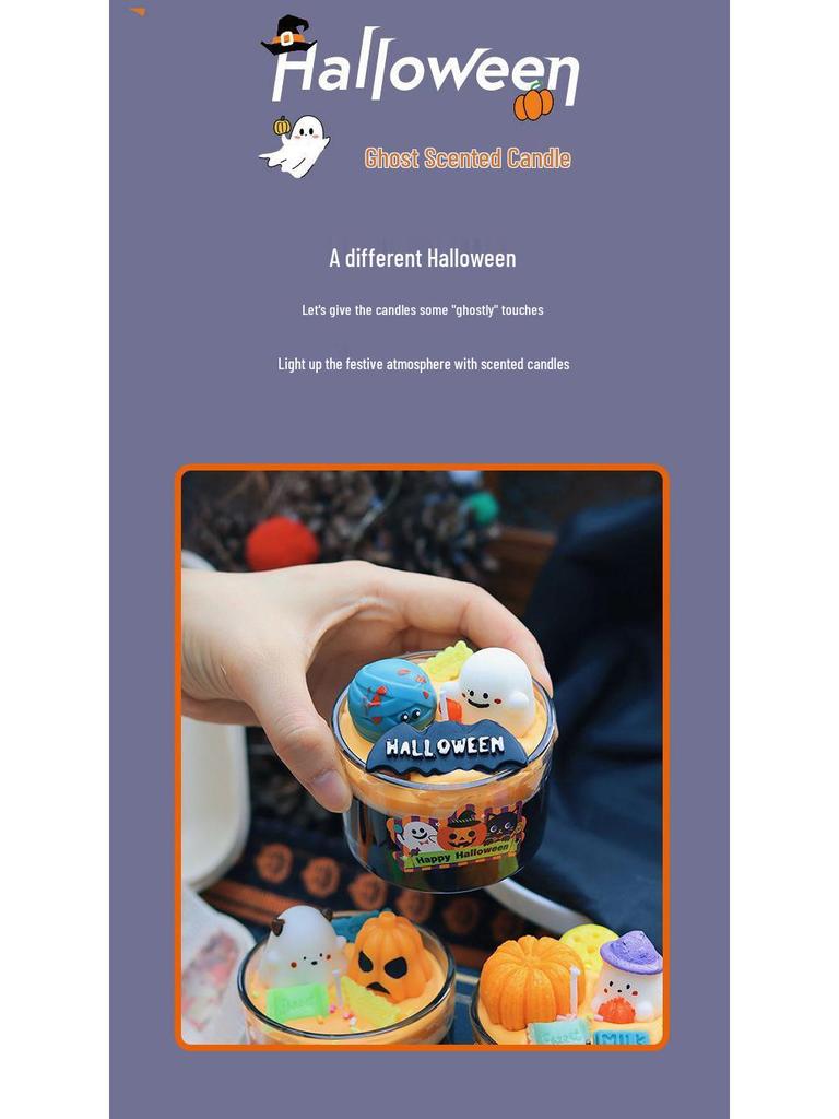 Halloween Ghost Pumpkin Scented Candle Ornament for Festive Atmosphere