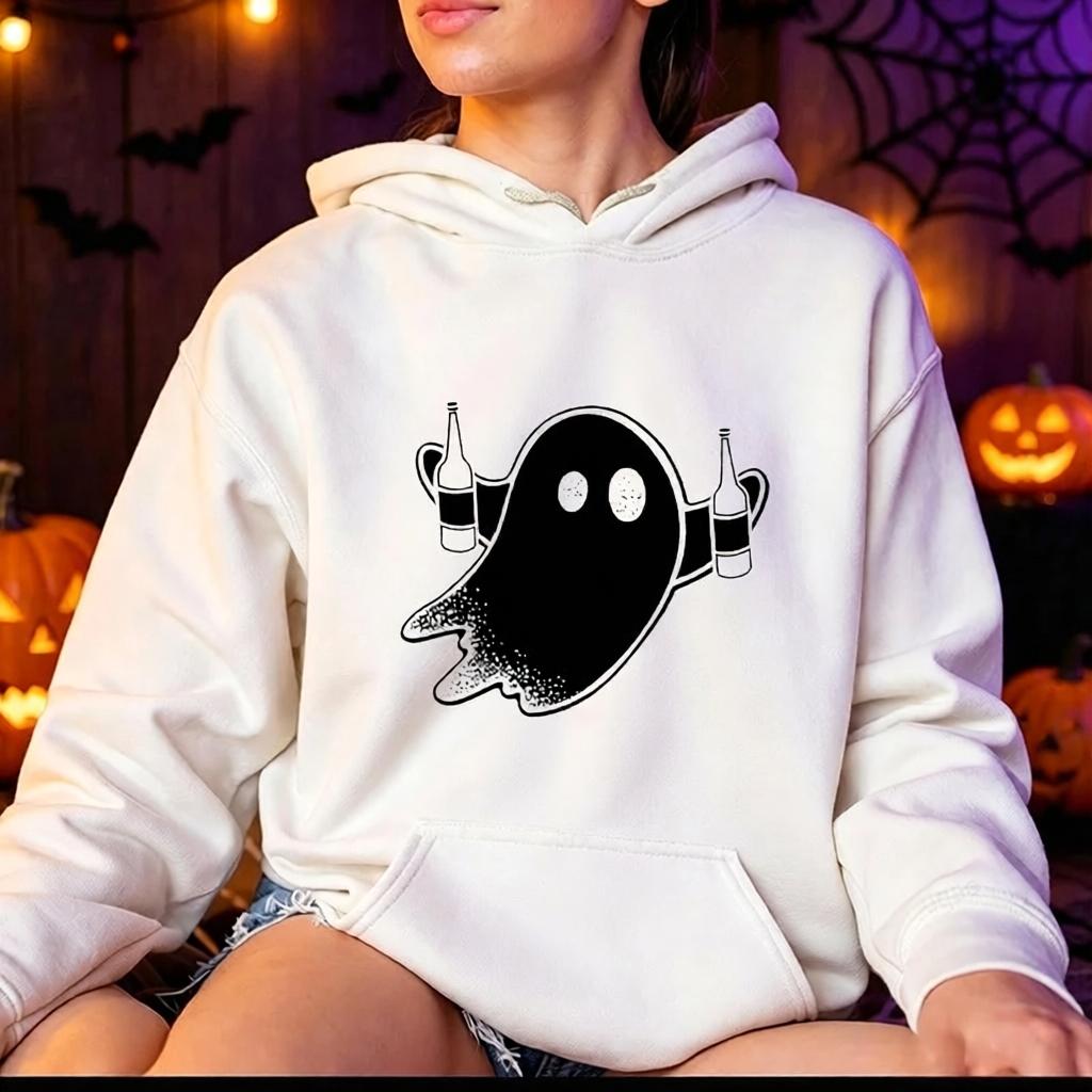 I'm Just Here for The Boos Women's Men's Hoodies Halloween Party Y2k Hoodies Halloween Drinking Funny Ghost Beer Sweatshirt Gift