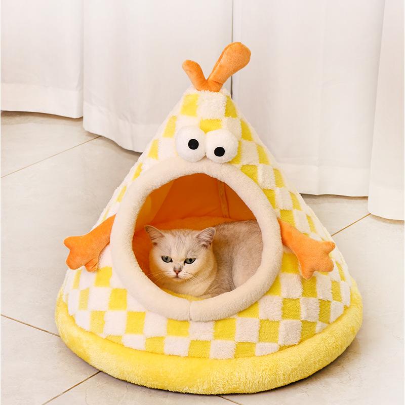 

Мультяшный большеглазый монстр домашнее животное гнездо глубокий сон удобный съемный моющийся собачий домик зимний кошачий/собачий дом товары для животных кошачий дом S жёлтый